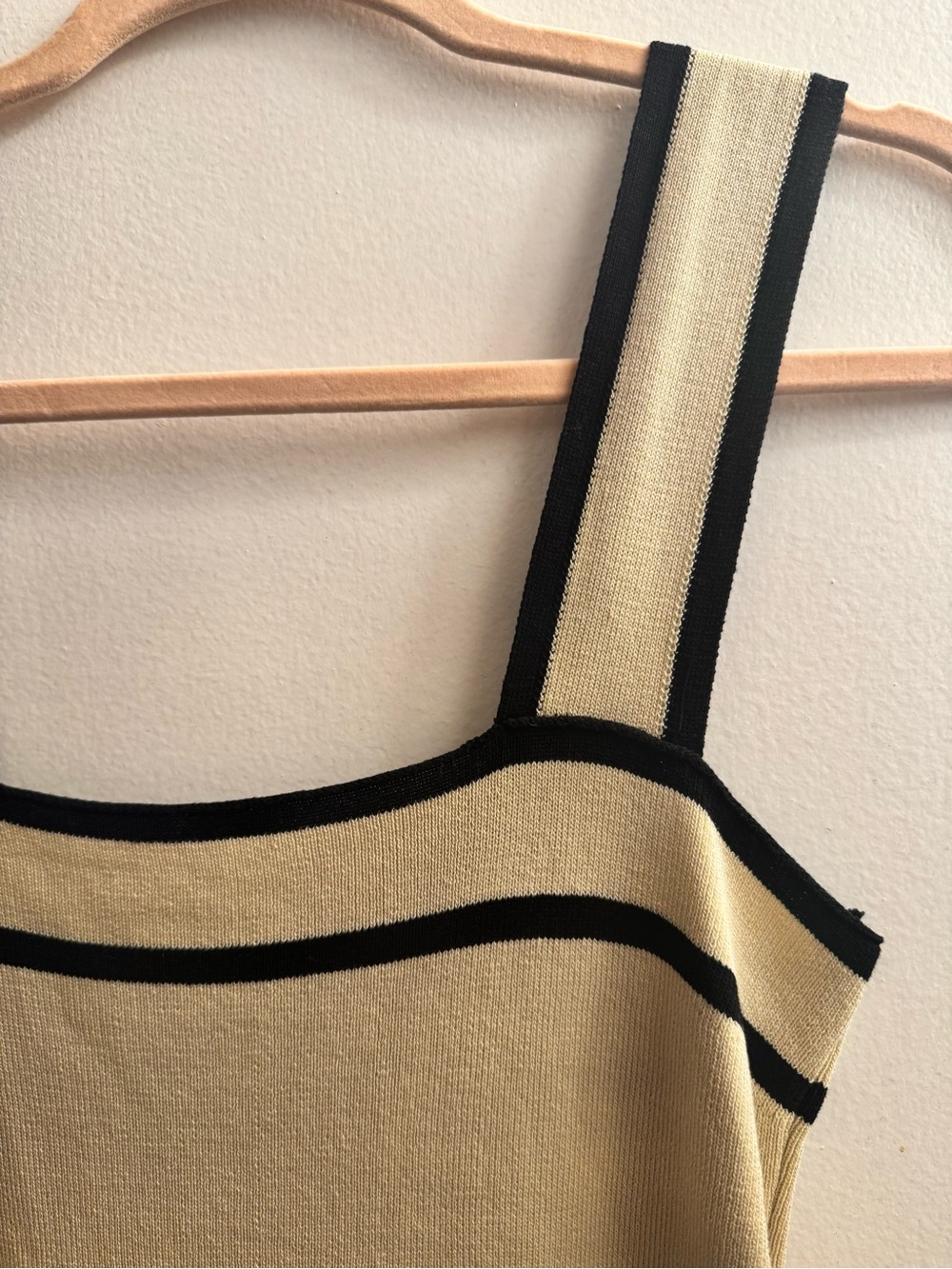 Sweet Rain Cream Knit Tank Dress with Black Trim - Picture 3 of 7